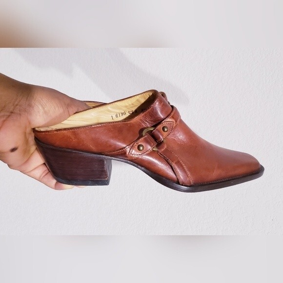 CHARLIE 1 HORSE LEATHER SLIP ON MULE BRAZILIAN WESTERN SHOES SZ 6B - Picture 3 of 5